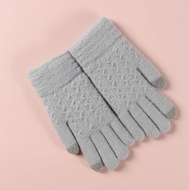 

Womens Gloves Winter Touch Student Knitting Warm Thicken Plus 2Pairs