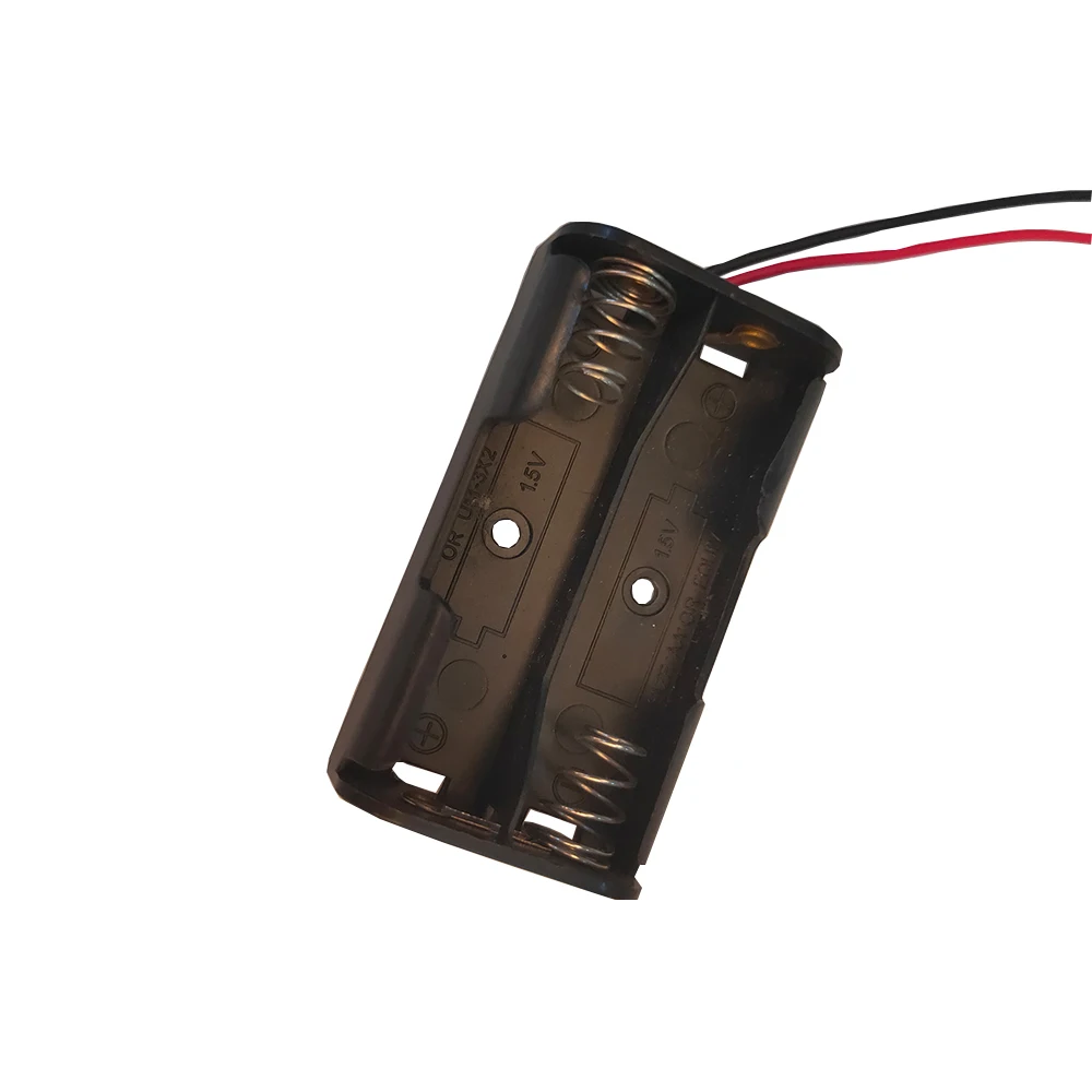 Battery Storage Box Case 2 Slot Way Channel DIY Batteries Clip Holder Container Black Plastic With Wire Lead Pin | Компьютеры и офис