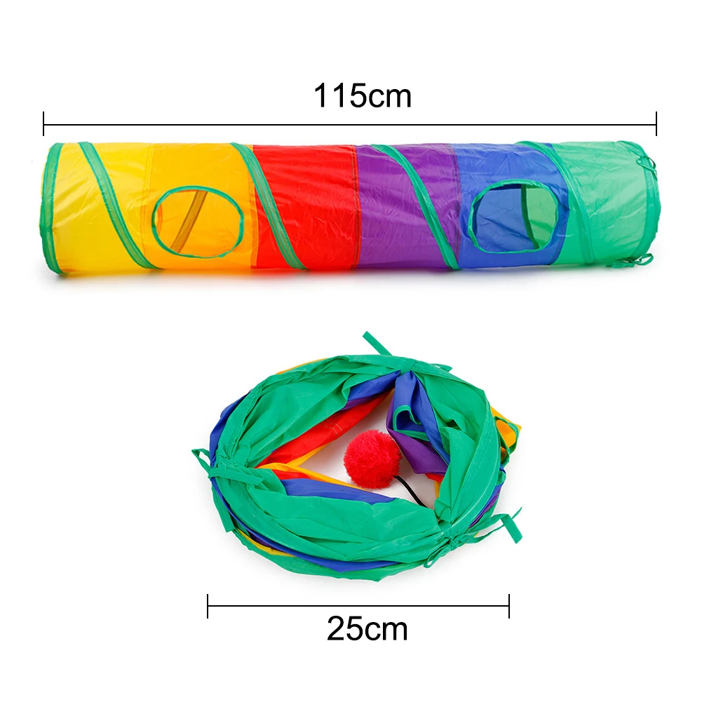 Радуга Кошка котенок складной туннель с 2 отверстиями игрушка игра в трубу мячом 2020|Трубы и туннели| |