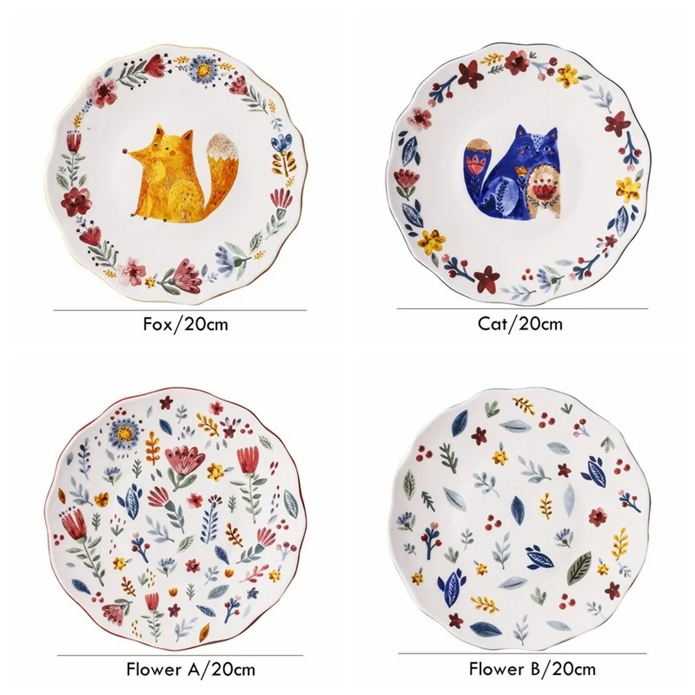 8-дюймовая тарелка с животными под глазурованной керамикой столовая посуда