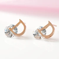 korean version of the simple d word zircon earrings womens delicate small earrings ins hundred earrings earrings for women