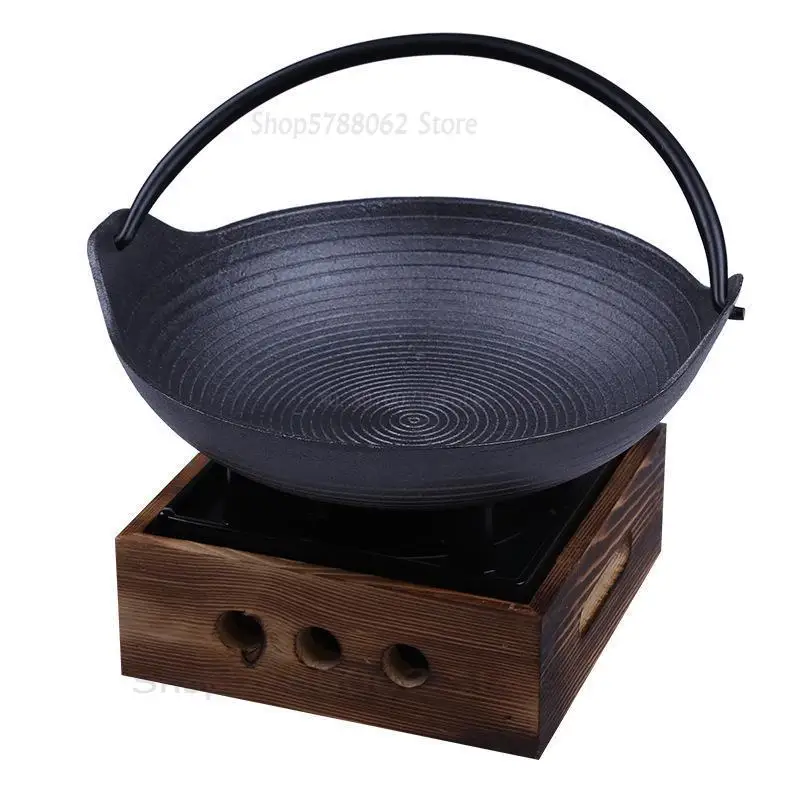 Утолщенный чугунный сухой горшок с двойными ушками японская Коммерческая