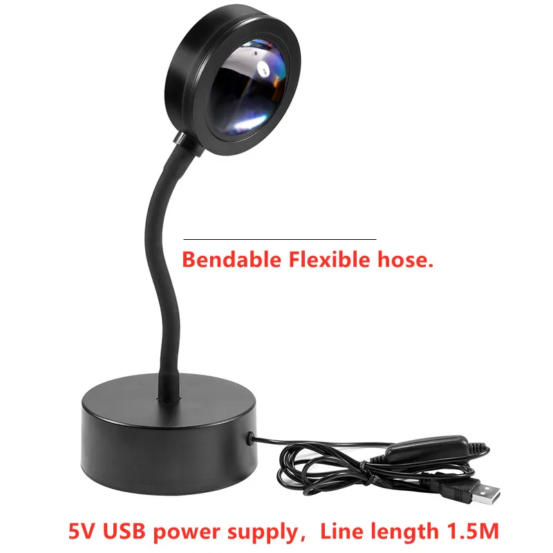 USB проектор с радужным закатом красный светодиодный ночник проекционный