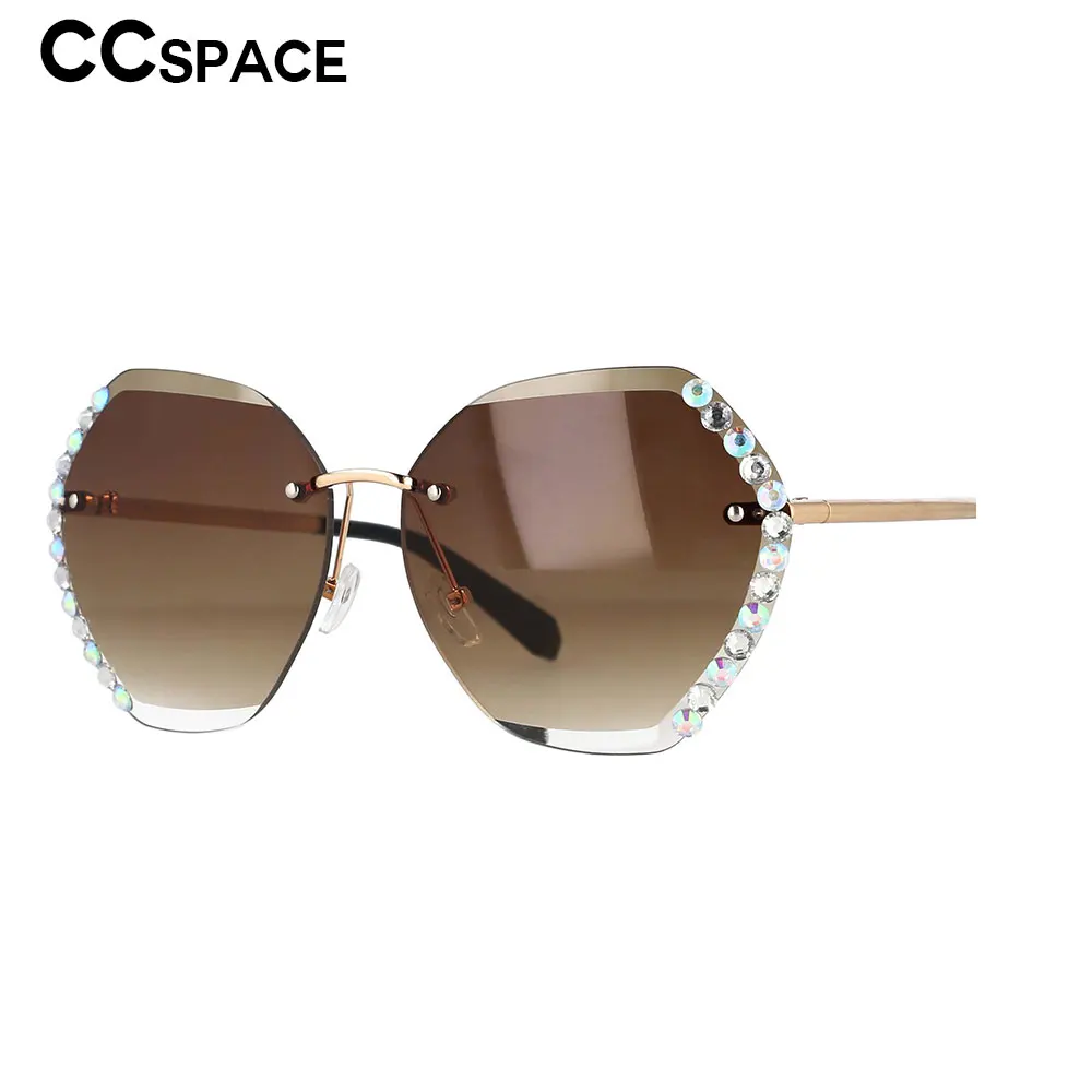 

53099 Oversized Sunglasses Women Rimless Rhinestones Ladies Decorative Vintage Summer Female Shades Uv400 Occhiali Da Sole