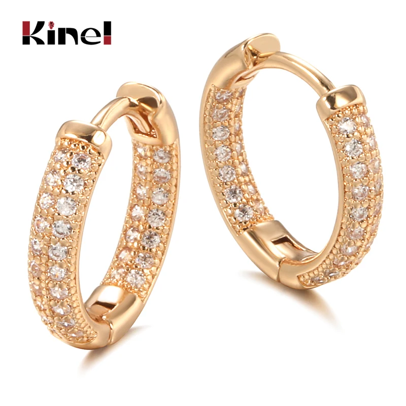 aliexpress.com - Kinel Hot Fashion Natural Zircon Stud Earrings For Women 585 Rose Gold Classic Cute Engagement Earrings Fine Jewelry