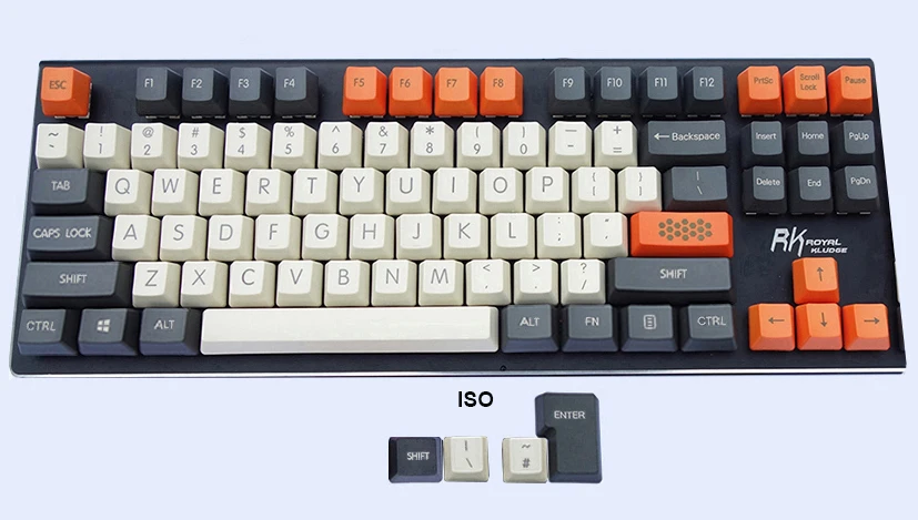 87-key add ISO NPKC Винтажный стиль Duke Orange OEM толстые PBT брелки ANSI ISO темно-серый бежевый оранжевый для Cherry MX переключатели механическая клавиатура - Цвет: 87-key add ISO