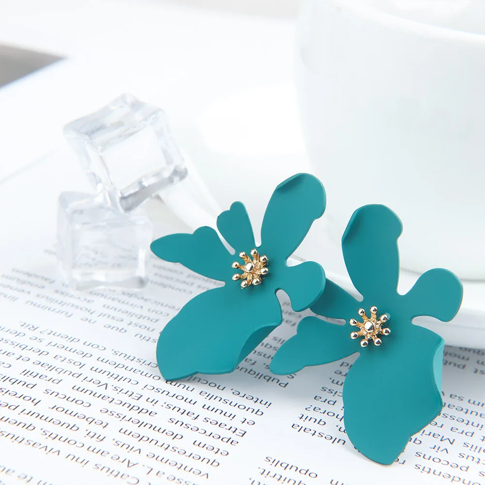 Женские акриловые серьги Hyperbole в виде цветка большие белые оранжевые зеленые