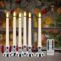 led electronic candle with timer remote and candlestick fake candle flicker new year christmas decorative table window candles