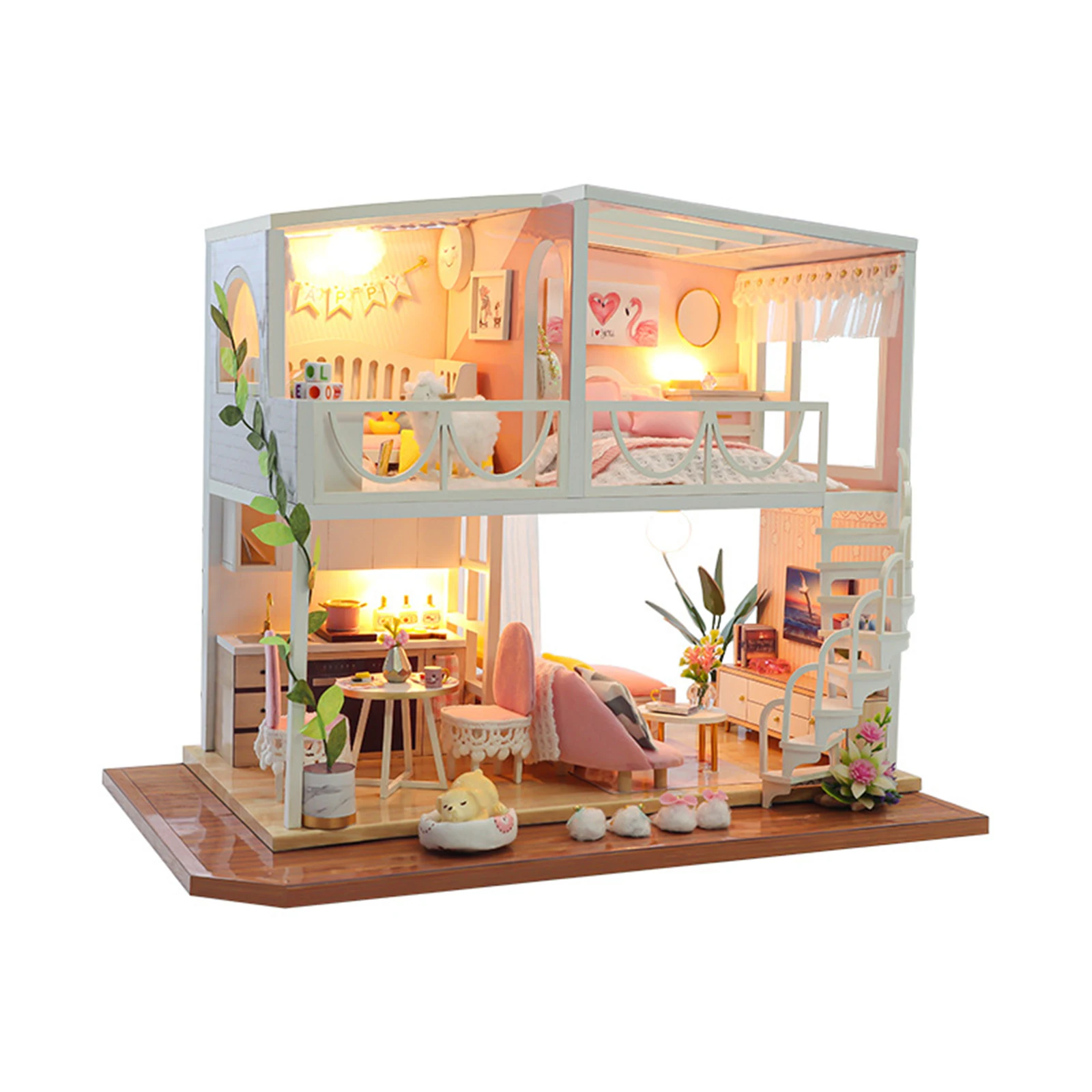 

DIY Handcraft Dollhouse Creative Room Kit LED Light Wooden Nordic Romantic Cottage Room 3D Puzzles for Kids Adults