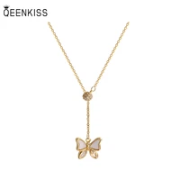 qeenkiss nc727 fine jewelry wholesale fashion woman girl birthday wedding gift butterfly clavicle 18kt gold pendant necklace