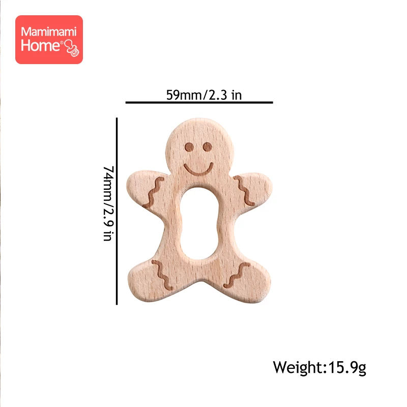 gingerbread Man 1 шт. деревянный Прорезыватель деревянная подвеска для соски цепочка детские товары животные деревянные пустые грызуны Детские Прорезыватели рождения медсестры подарки игрушки - Цвет: gingerbread Man
