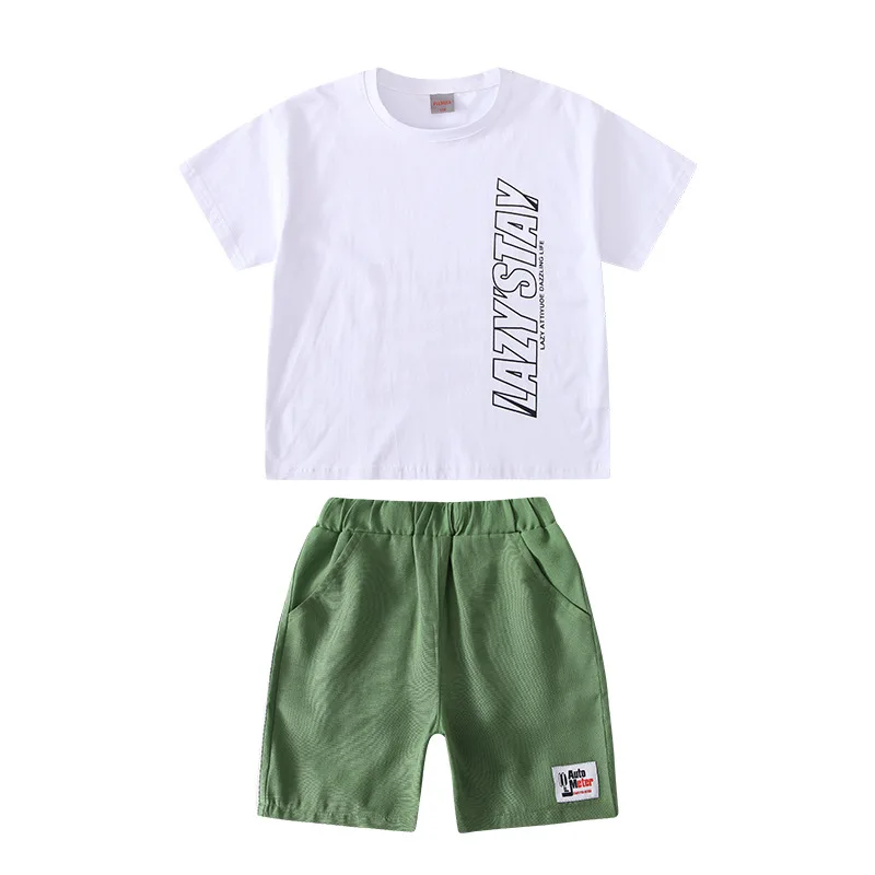 New White Spring Summer Kids Clothes Suit Baby Boys T-shirt+ Shorts 2pcs/Set Kids Teenage Top Sport Children's Day Gift Formal