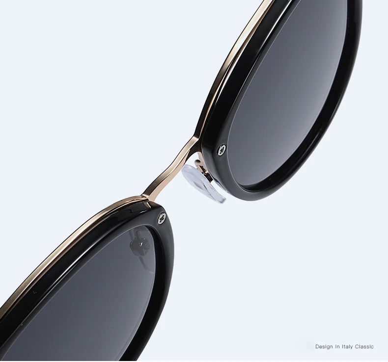 Classic italy design womens sunglasses plastic frame metal temples fashion polarised sun glasses for woman oculos feminino