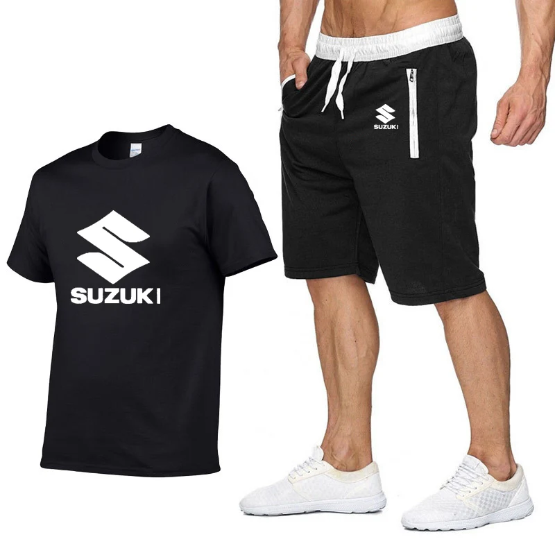 

Mens Short sleeve Suzuki Car Logo Summer Mens t Shirt HipHop Harajuku T-Shirt high quality Cotton TShirts shorts suit Sportswear