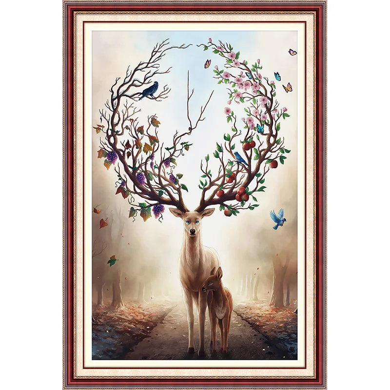 

New Cross Stitch Facailu Living Room Landscape Simple Modern Vertical Version Porch Small Elk Large