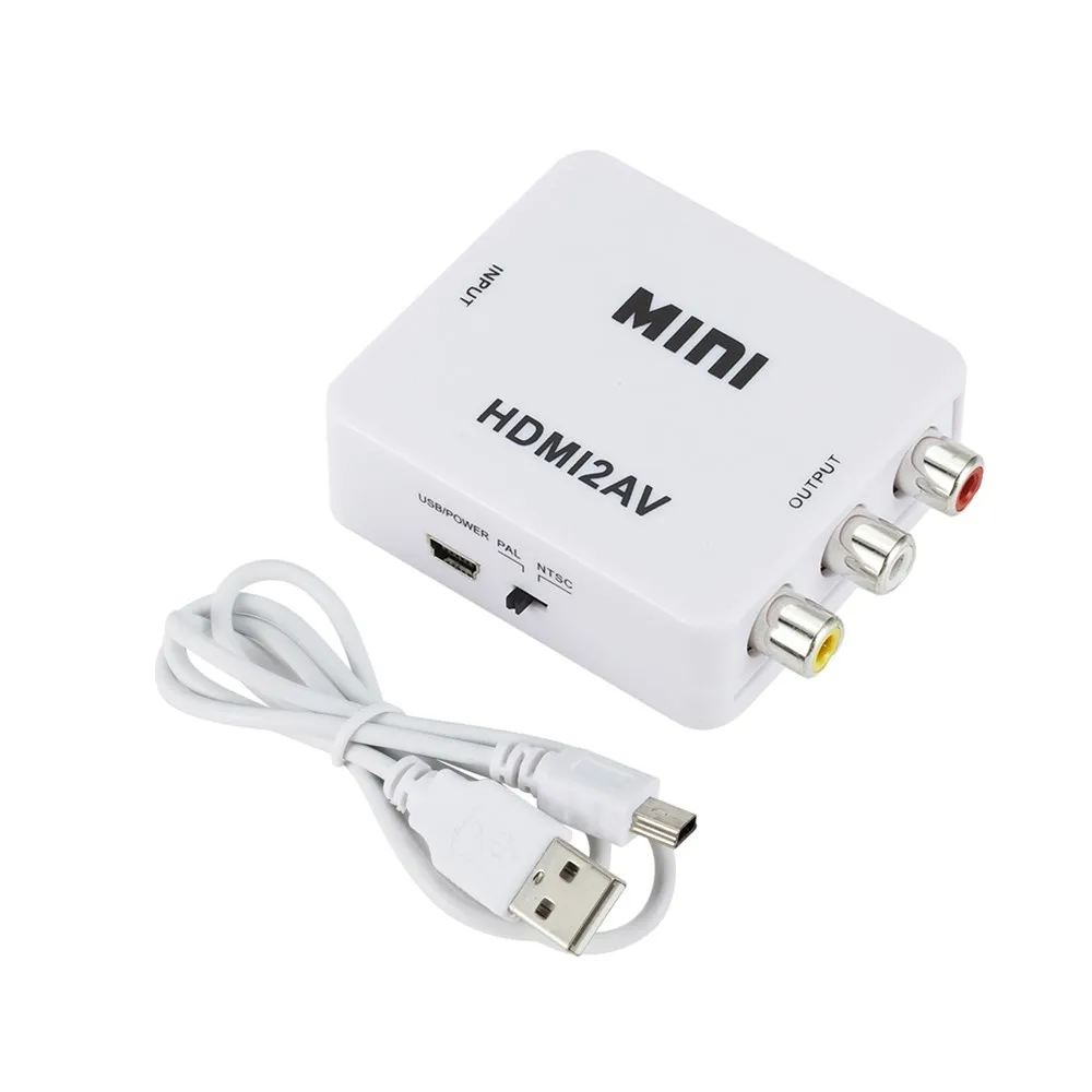 HD 1080P HDMI совместимый с RCA AV/CVBS адаптер Mini HDMI2AV видео конвертер коробка для PS3 VCR DVD
