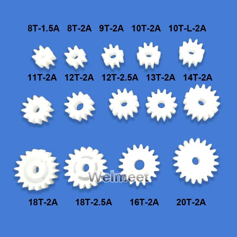 10 шт. зубцы 8T 9T 10T 11T 12T 13T 14T 16T 18T 20T Модуль 0 5 мм отверстие шпинделя пластиковый