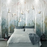 modern simple forest tree birds mural wallpaper 3d oil painting fresco living room bedroom home decor wall papers nordic fresco