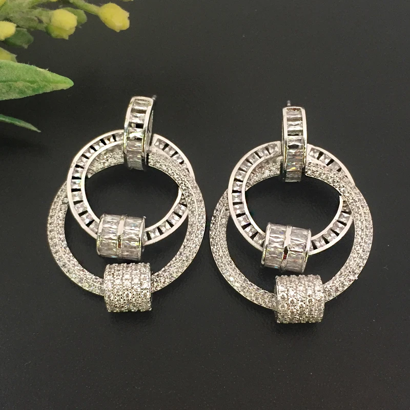 Lanyika Fashion Jewelry Simpleness Geometry circle Earrings Full Micro inlay Plated Banquet Popular Best Gift | Украшения и