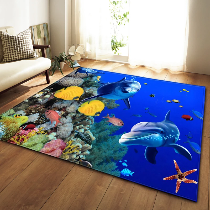 3D Океанский мир коврик Мягкий Нескользящий диван для гостиной ковер детской