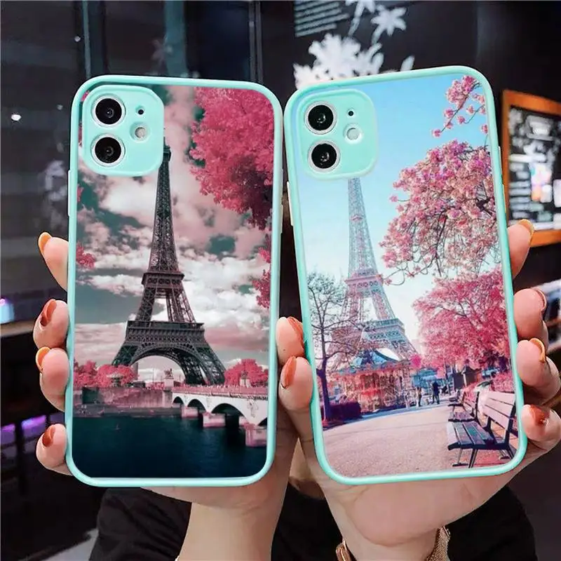 Прозрачный матовый чехол для телефона с изображением французской Парижской