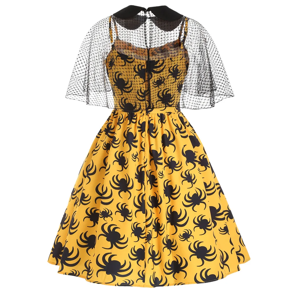 Женское винтажное платье-трапеция с принтом в виде паука | Женская одежда