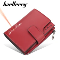 2021 new women wallets name customized fashion short pu leather quality card holder classic female purse zipper wallet for women