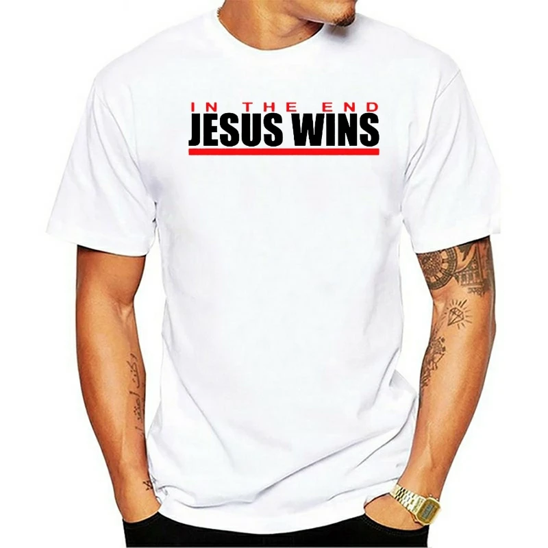 

Nw Men'S Printed Jesus Wins Christian God Love Bible 2021 New 2021 Fashion T-shirt Quality Cotton Mens Print Short Sleeve Dress