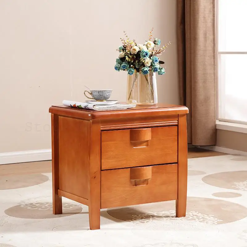 Прикроватный столик из массива дерева и резины простой скандинавский деревянный