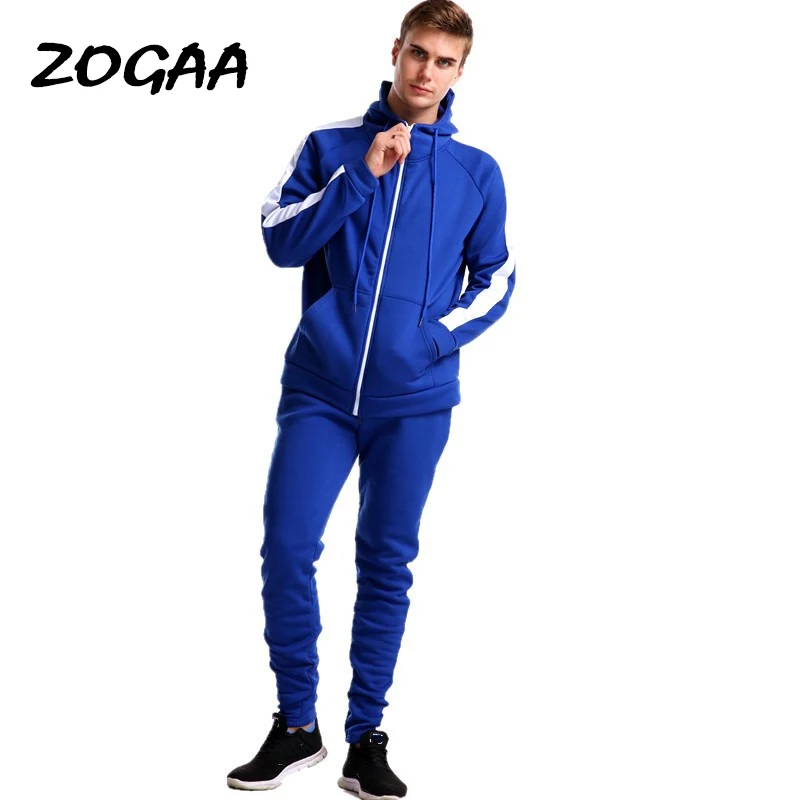 

Комплекты ZOGAA, мужские Популярные костюмы, модный лоскутный мужской кардиган с капюшоном и рукавами, спортивный свитер размера плюс, повсед...