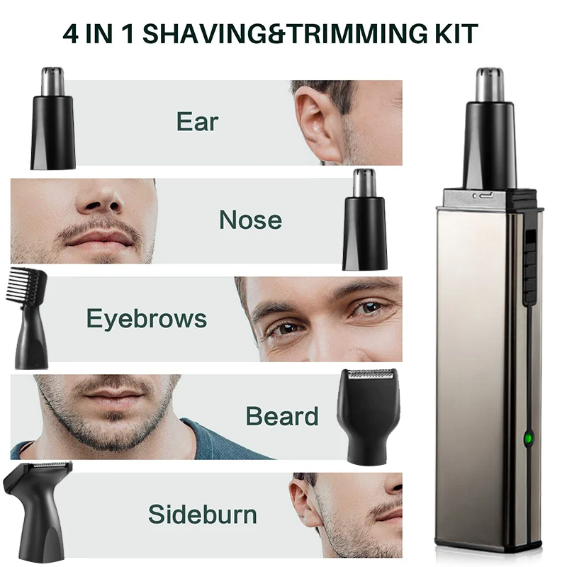 Перезаряжаемый триммер для волос в носу 4 1 портативный Электрический бритья