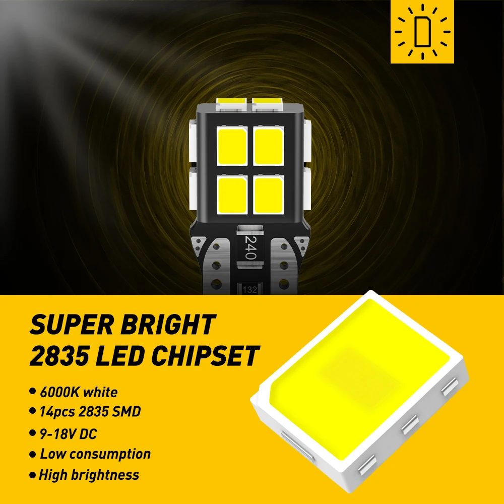 10X T10 LED Canbus без ошибок W5W Светодиодная лампа авто 2835 SMD внутренсветильник