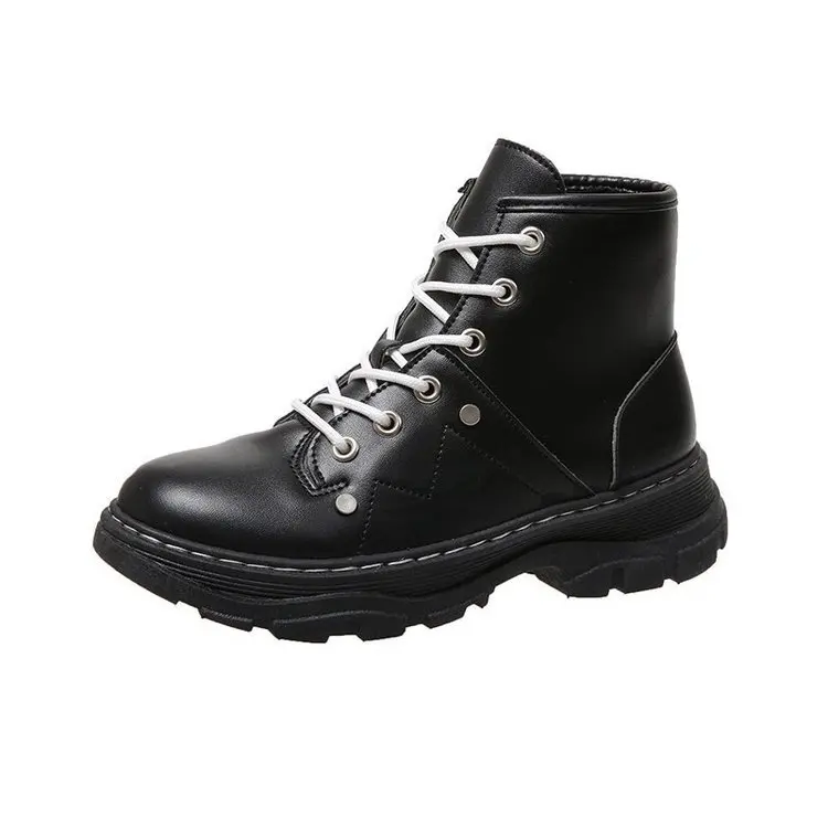 

Martin Boots Women's British Style 2020 Autumn/winter Black Plus Velvet Thick-soled Short Boots Motorcycle Boots Outdoor Boot