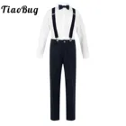 С цветочным принтом костюм для мальчиков Дети Мальчики вечерние комплекты для детей джентльменская бабочка + рубашка с длинными рукавами + подтяжки + штаны, 4 предмета, Нарядные Костюмы для свадьбы для мальчиков