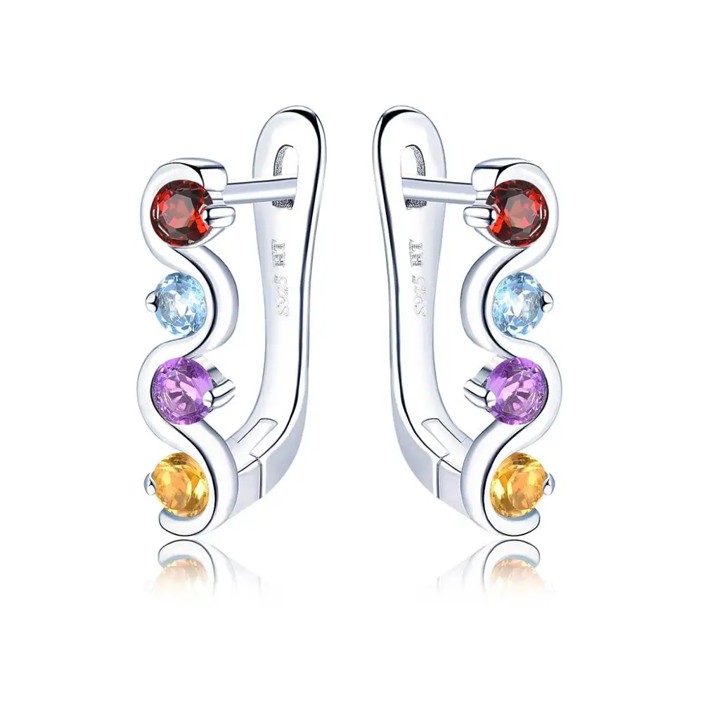Multi Gemstone Hutang 2,5 мм круглые серьги-кольца с драгоценным камнем натуральный гранат аметист цитрин Твердые 925 пробы серебряные изящные элегантные ювелирные изделия - Цвет камня: Multi Gemstone