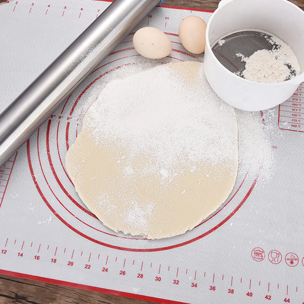 

1PC Adjustable Measurement Dough Kneading Set Rolling Pin Silicone Baking Mat Nonslip Non-Stick Kneading Pad Kitchen Pastry Pad