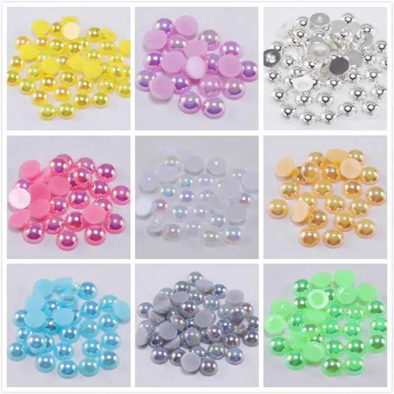 

2/ 3/4/5/6/8/10/12/14mm ABS Half Round Imitation Pearls Craft Half Round Flatback Beads Nail DIY Decoration