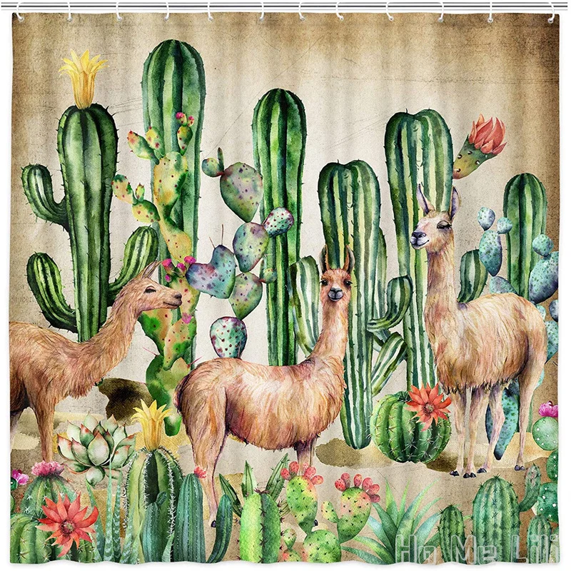 

Llama Cactus By Ho Me Lili Shower Curtain Desert Plant Colorful Cacti Bathroom Decor Alpaca Rustic Tropical Botanical Gfits