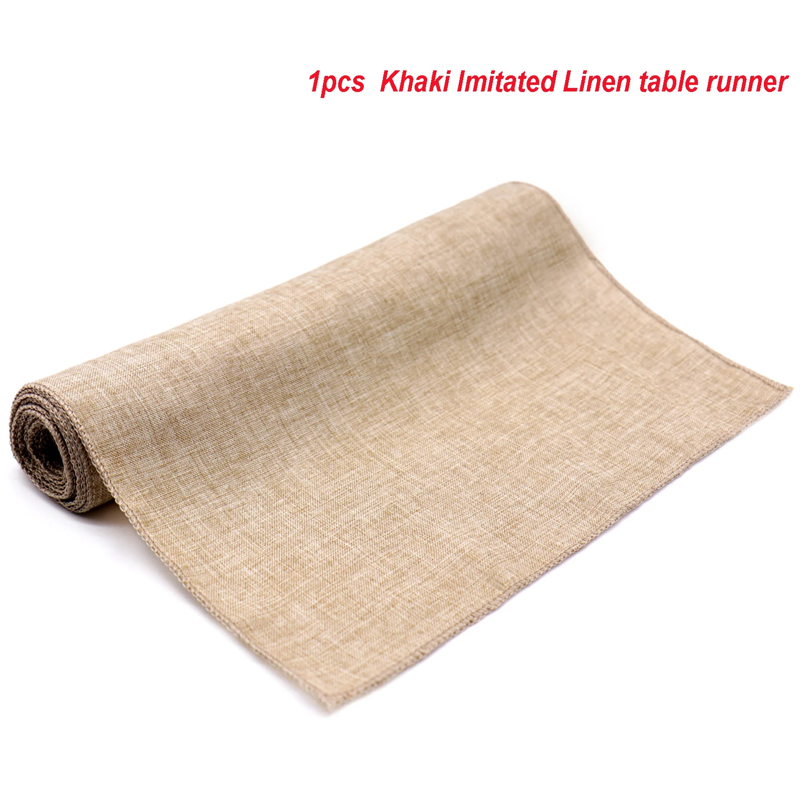 khaki 1 шт., имитация льняной скатерти, цвет хаки/серый, кружевное покрытие для стола на Рождество, свадьбу, день рождения, вечеринку, украшения, 12x108/14x48 дюймов - Цвет: khaki