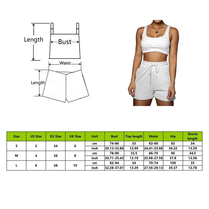 

Puimentiua Casual Sportswear Tank Top And Biker Shorts Sets For Women Solid Two Piece Outfits Summer 2021 Women Set