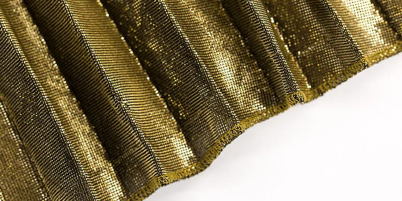 Женская плиссированная юбка с люрексом яркая шелковая блестящая длинная