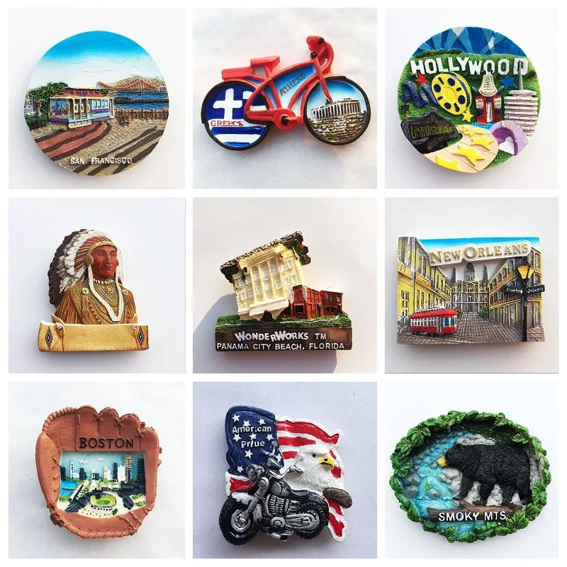 Магнит на холодильник сувенир город Флориды Голливуд США Греция крет Сан