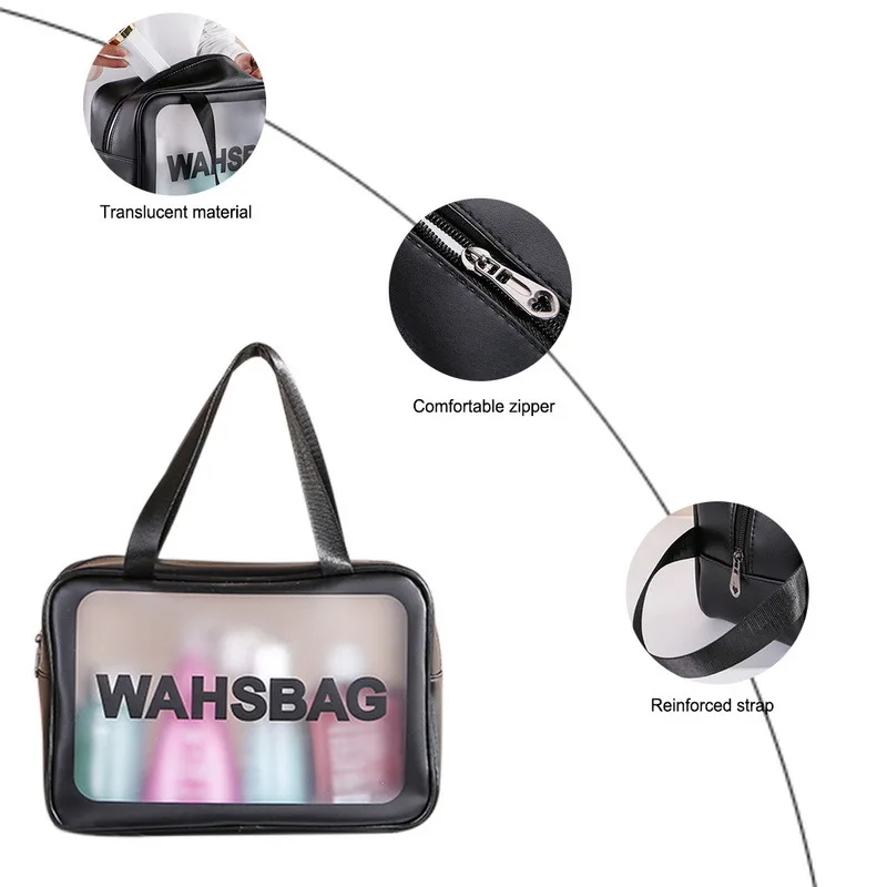 Женская портативная дорожная косметичка прозрачный водонепроницаемый чехол для
