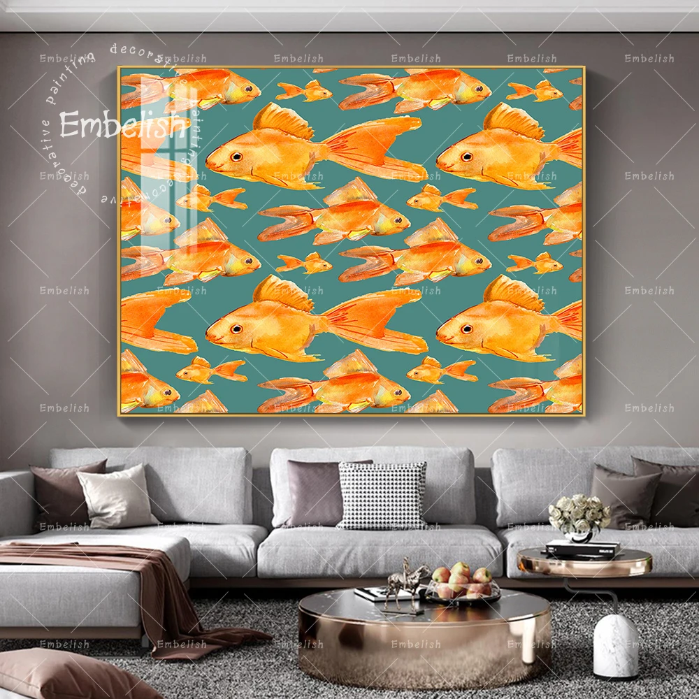 

1 Pieces Watercolor Golden Fished HD Print On Canvas Oil Paintings For Home Decor Living Room Wall Art Pictures Bedroom Posters