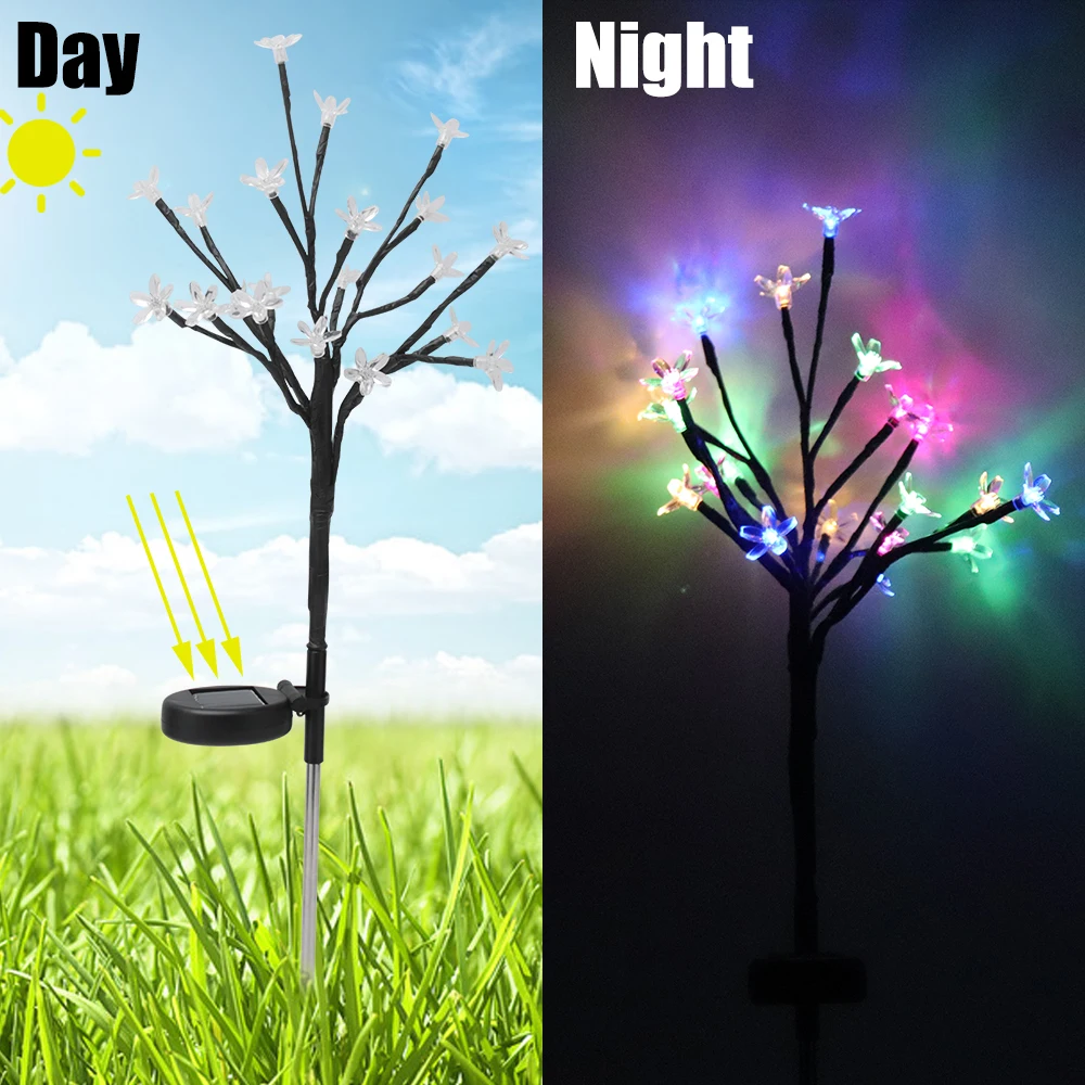 Flower Color Light Светодиодный светильник на солнечной батарее для украшения сада, дерево, цветок, Солнечная лампа для газона, водонепроницаемый наружный ландшафтный светильник, дорожка, светильник, домашний декор - Испускаемый цвет: Flower Color Light