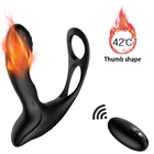 Анальный вибратор, 10 скоростей, беспроводной пульт дистанционного управления, Анальная пробка, нагревательный массажер простаты с кольцом задержки, анальная пробка вибрирующие секс-игрушки