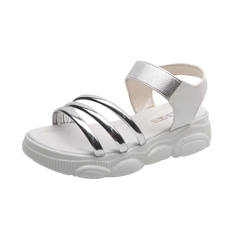 

Sports Women's Sandals Suit Female Beige Strappy Heels Beach Shoes 2021 Summer Black Elastic Band Comfort Girls Low New Clogs