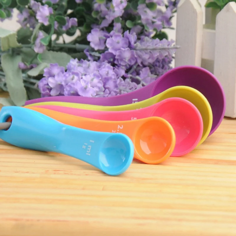 

5pcs/Set Measuring Spoons Plastic Teaspoon 1.25 / 2.5 / 5 / 7.5/ 15ml Measure Spoon Cups Gram Scoop Ladle Kitchen Accessory