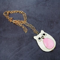brand new necklace owl sweater chain gold big beautiful colorful retro fashion bright gift cute lovely girl young school n0003