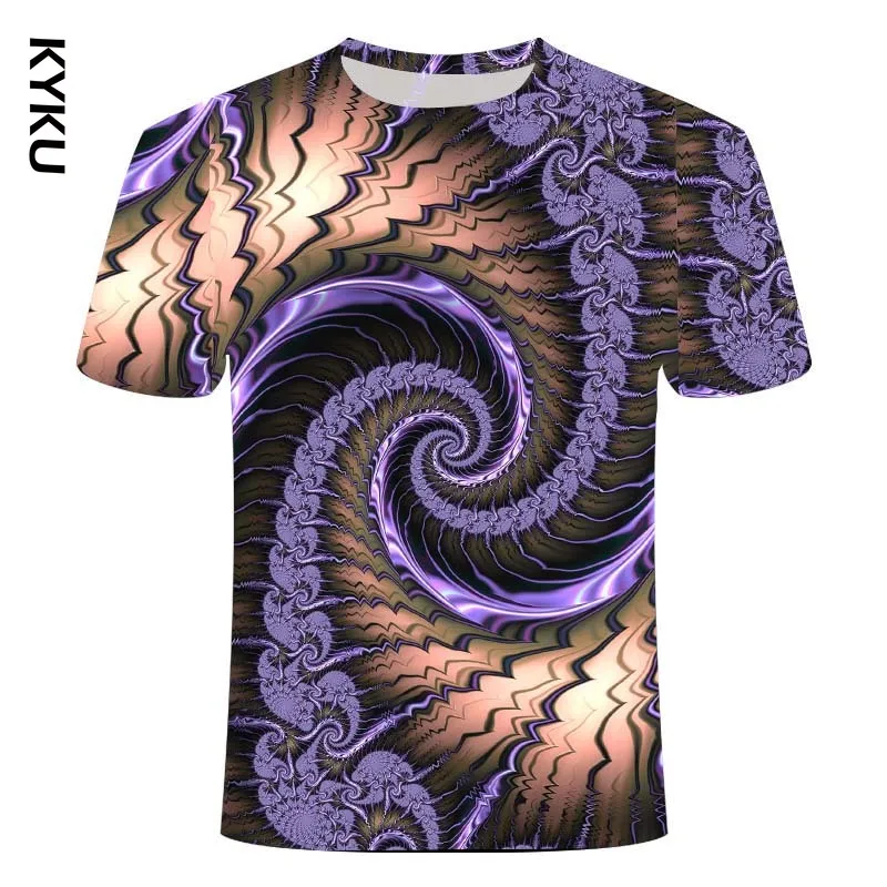 Мужская и женская футболка KYKU черно-белая Повседневная с объемным рисунком лето